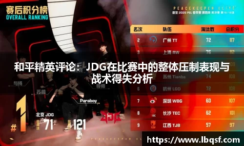 和平精英评论:JDG在比赛中的整体压制表现与战术得失分析